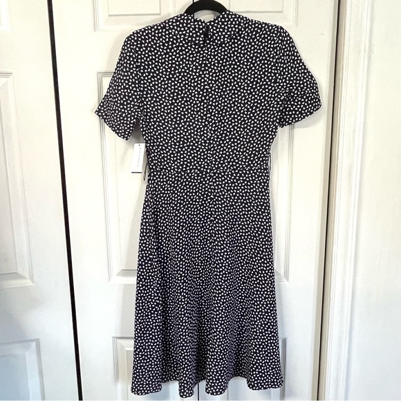 ALEXIA ADMOR Midi Heart Pattern Fit & Flare Collared Navy & White Dress Size 6 - Picture 9 of 16